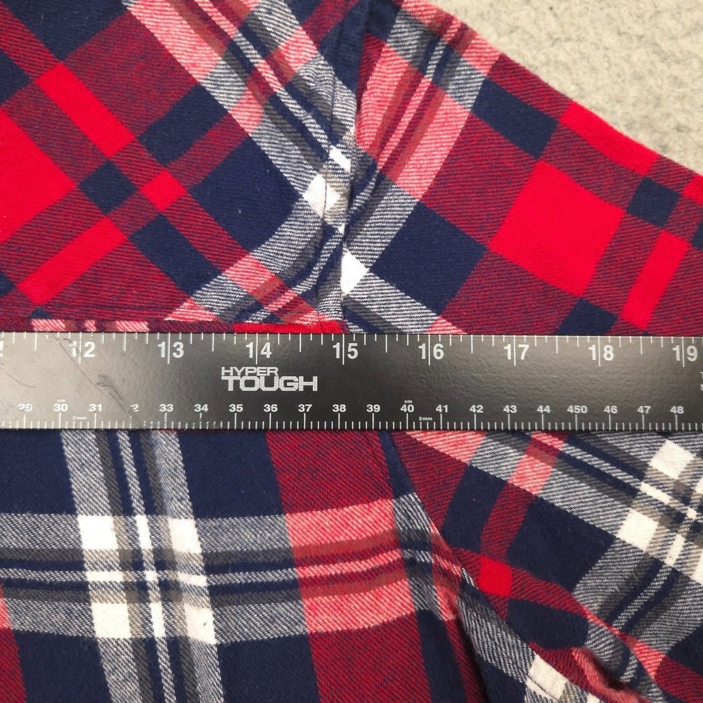 Woolrich Flannel Shirt Womens XL Red Navy Plaid Long Sleeve Button Pocket Cotton - Picture 9 of 10